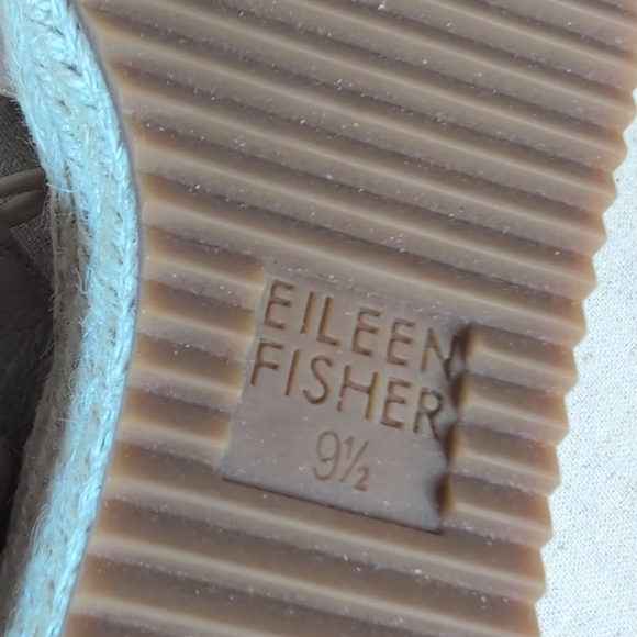 Eileen Fisher Agnes Espadrille Wedge Sandals Beige Leather Open Toe 9.5 - Picture 9 of 16